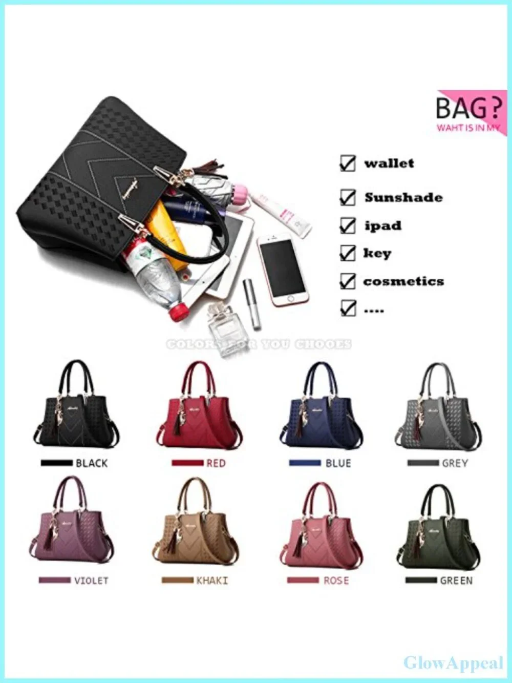 PU Leather Satchel Shoulder Bag Tote Crossbody Messenger Handbag